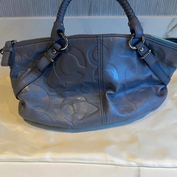 Coach Embossed Blue Satchel - Picture 3 of 9